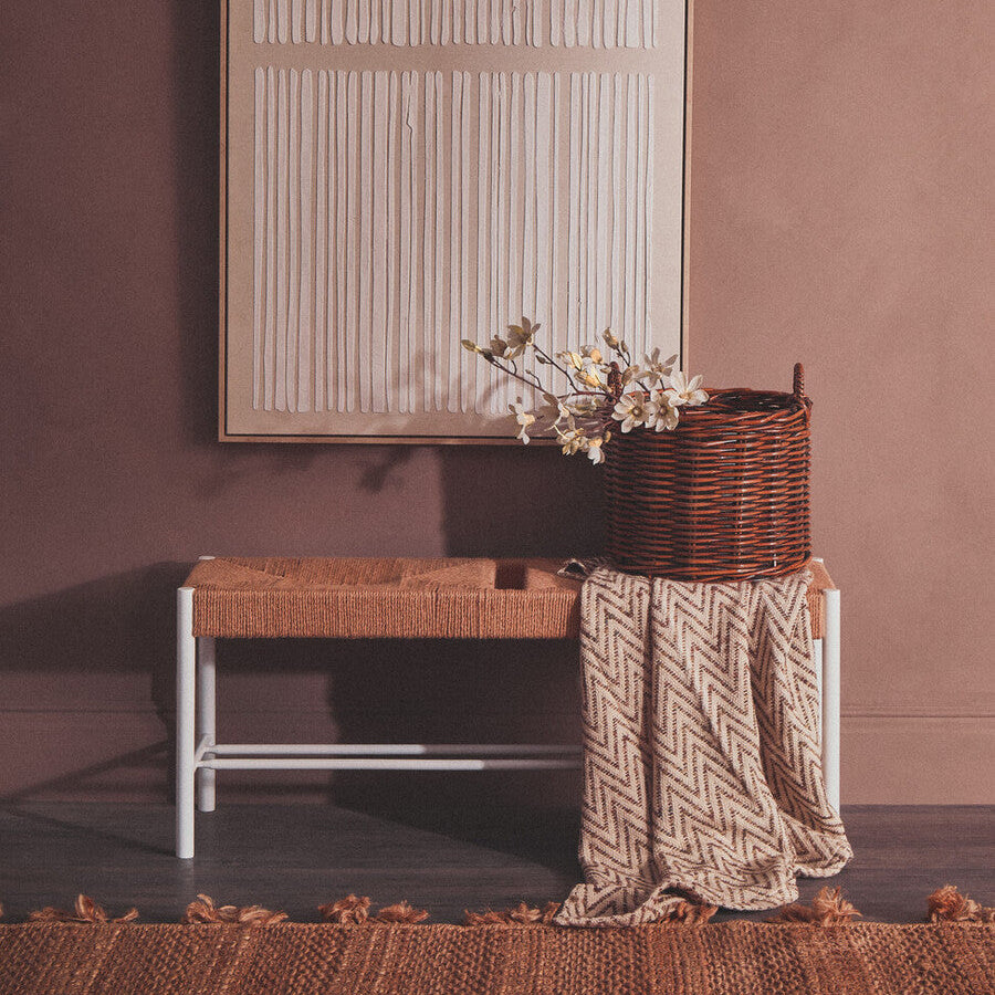 Bandar Large Natural Rope and White Wood Bench