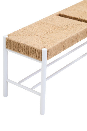 Bandar Large Natural Rope and White Wood Bench