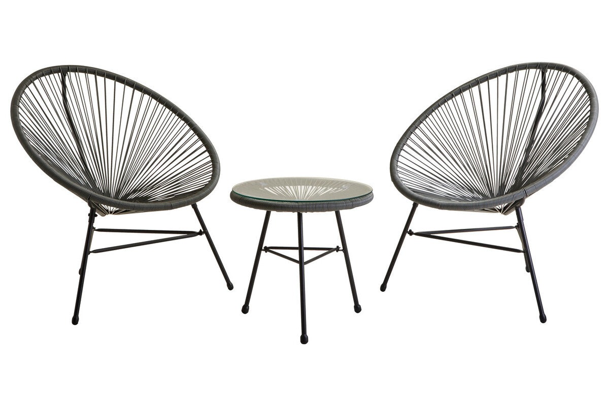 Miami Grey 3 Piece Rattan Patio Set