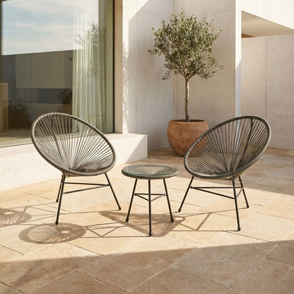 Miami Grey 3 Piece Rattan Patio Set