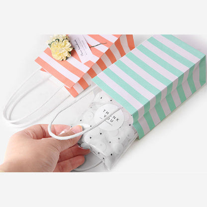 Small candy color striped white kraft paper bag