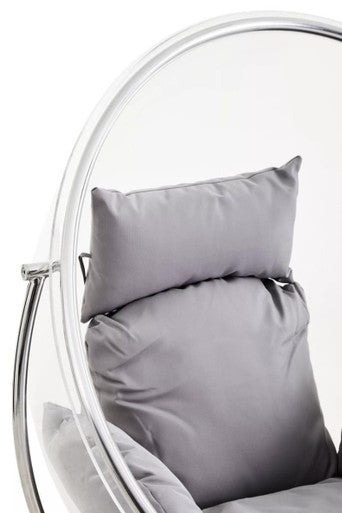 Goa Clear Swing Chair With Grey Cushions