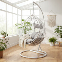 Goa White Rattan Effect Hanging Chair