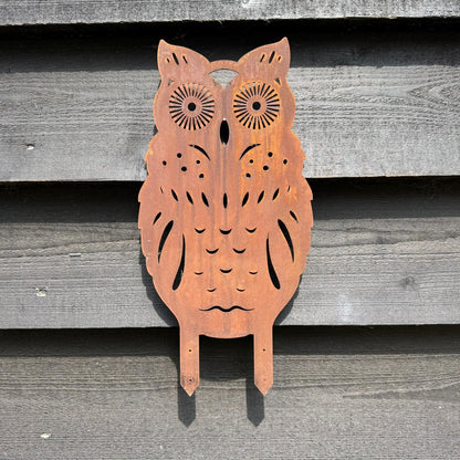 Rusty Metal Standing Owl Garden Ornament