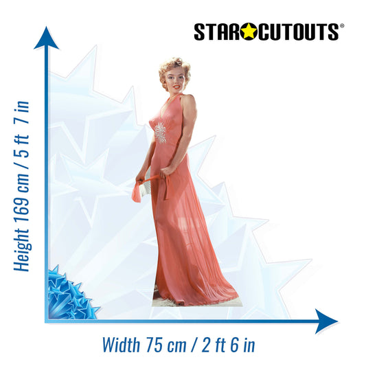 Marilyn Monroe Peach Night Gown Cardboard Cut Out Height 169cm