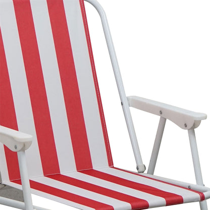 Red & White Folding Metal Beach Chair