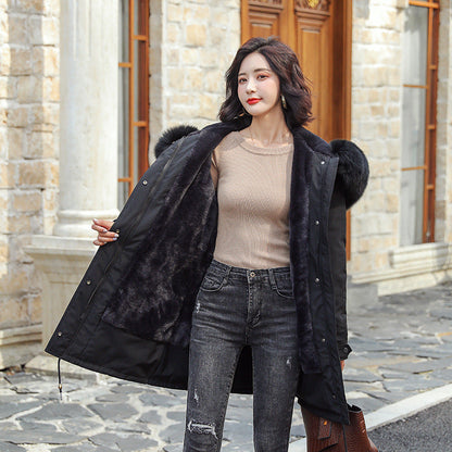Mid-length cotton coat down jacket