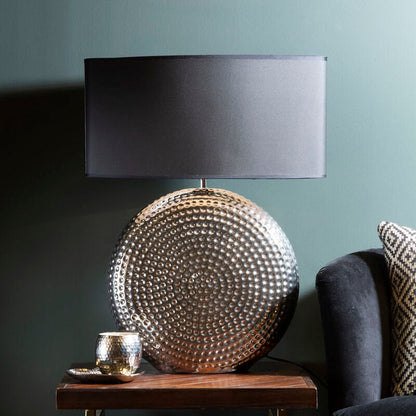 Evette Small Hammered Chrome Finish Table Lamp