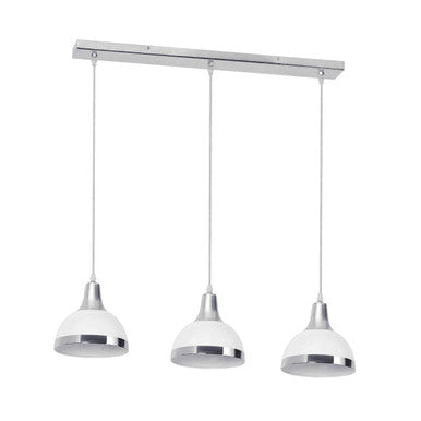 Vermont Three White and Chrome Shade Pendant Light