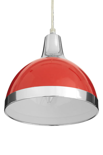 Jasper Red Shade And Chrome Pendant Light