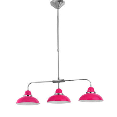 Jasper Hot Pink and Chrome 3 Light Pendant