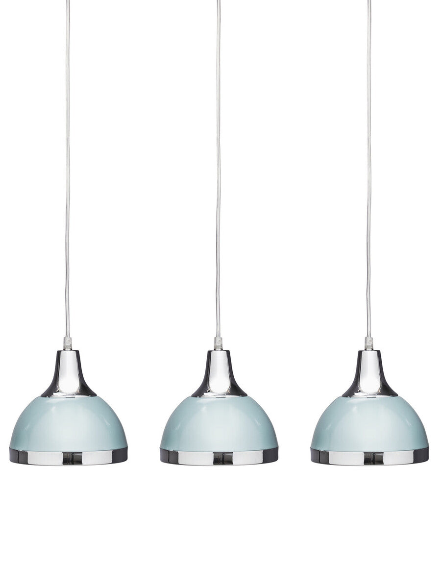 Vermont Three Shutter Blue and Chrome Shade Pendant Light