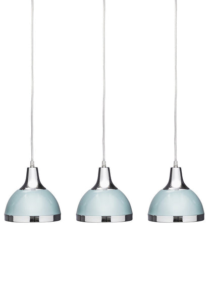 Vermont Three Shutter Blue and Chrome Shade Pendant Light