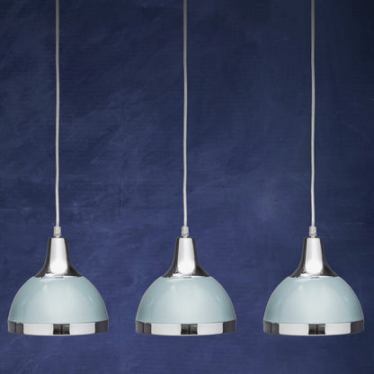 Vermont Three Shutter Blue and Chrome Shade Pendant Light