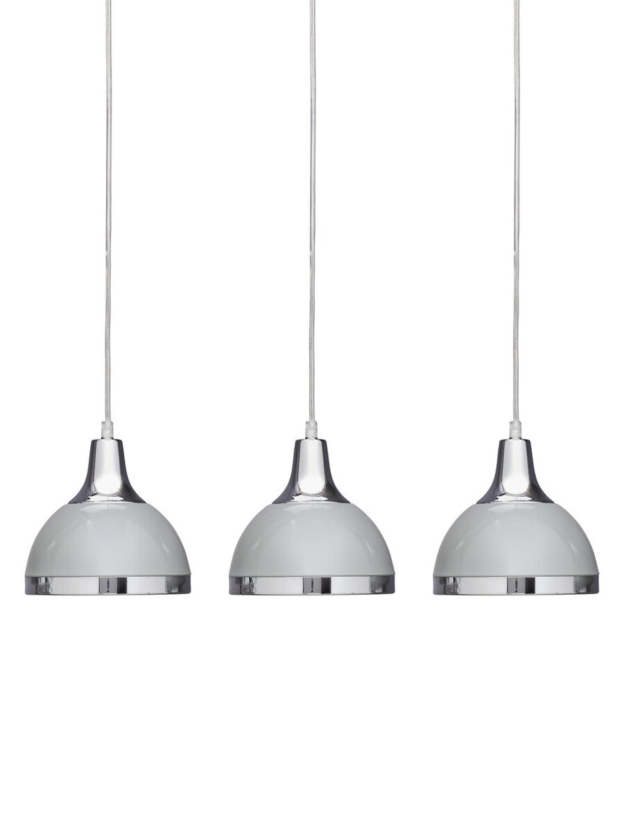 Vermont Three Shutter Grey and Chrome Shade Pendant Light