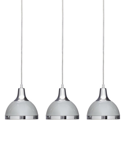 Vermont Three Shutter Grey and Chrome Shade Pendant Light