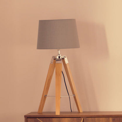Tripod Table Lamp with Light Wood Base | Hadson