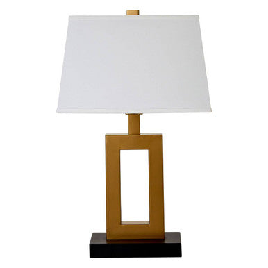 Leora White Fabric Shade with Gold Finish Frame Table Lamp