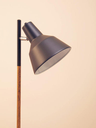 Bryant Black Metal and Wood Floor Lamp