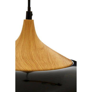 Blayne Black Metal And Wood Pendant Light