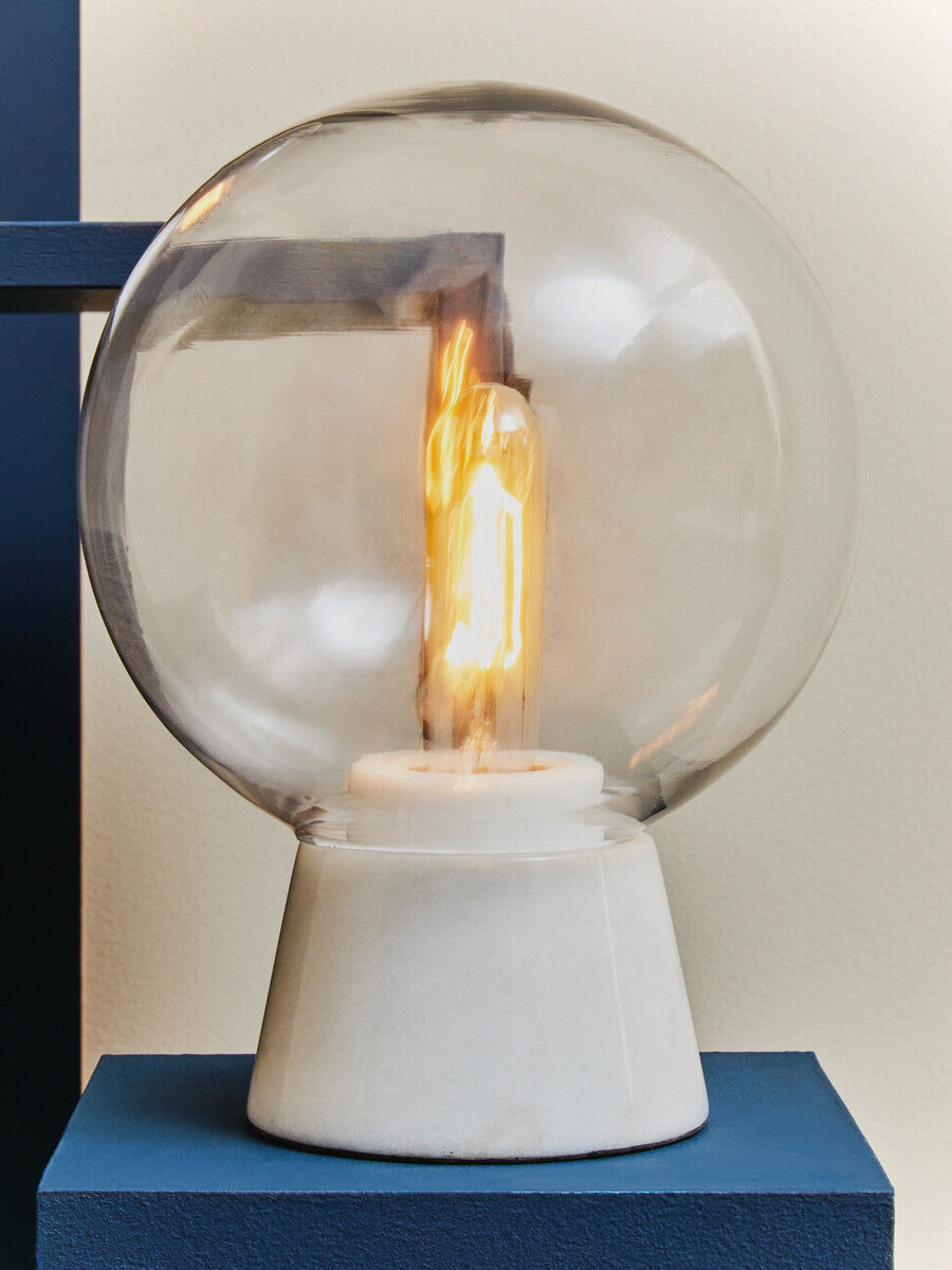 Globe Lamp with White Marble Base | Lamonte