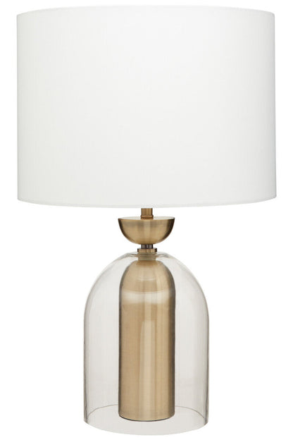 Sellis Clear Glass and Antique Brass Finish Metal Table Lamp