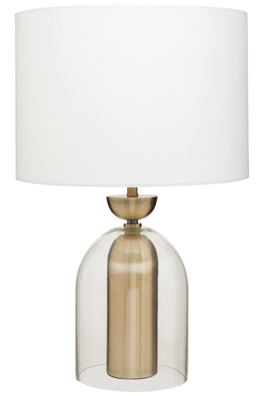 Sellis Clear Glass and Antique Brass Finish Metal Table Lamp