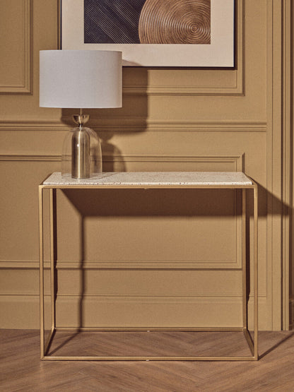 Sellis Clear Glass and Antique Brass Finish Metal Table Lamp