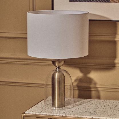 Sellis Clear Glass and Antique Brass Finish Metal Table Lamp