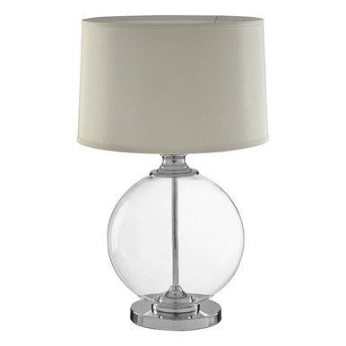 Edna Small Round Glass Table Lamp  Ivory Silk Shade