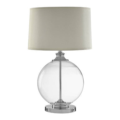 Edna Small Round Glass Table Lamp  Ivory Silk Shade