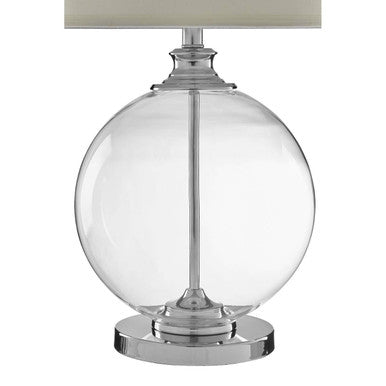 Edna Small Round Glass Table Lamp  Ivory Silk Shade