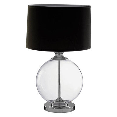 Edna Small Glass Table Lamp with Black Silk Shade