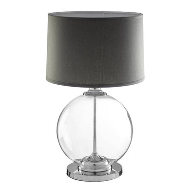 Edna Glass Table Lamp with Grey Linen Shade