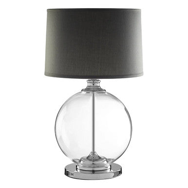 Edna Glass Table Lamp with Grey Linen Shade