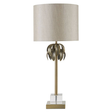 Herta Antique Brass Palm Tree Design Table Lamp