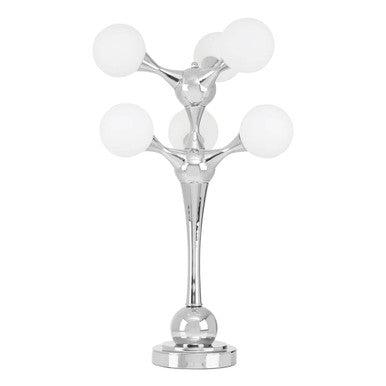 Heba Chrome 6 Light Table Lamp with Glass Shades