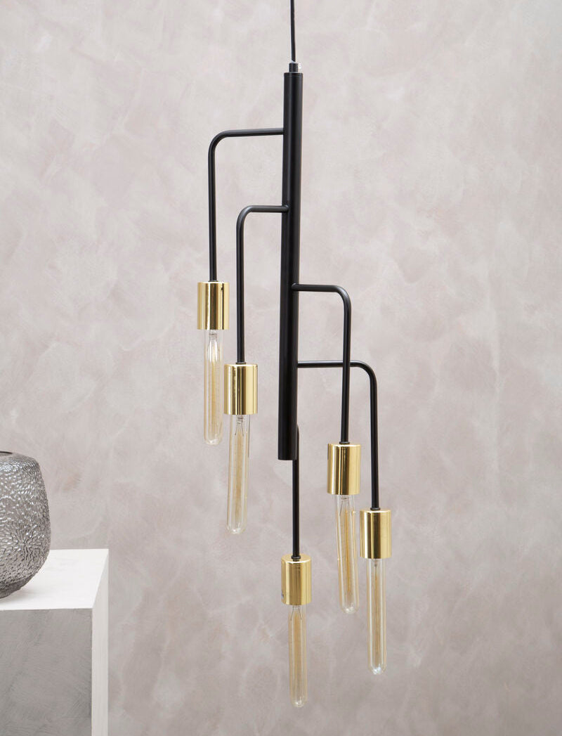 5 Bulb Gold and Black Pendant Light | Lagona