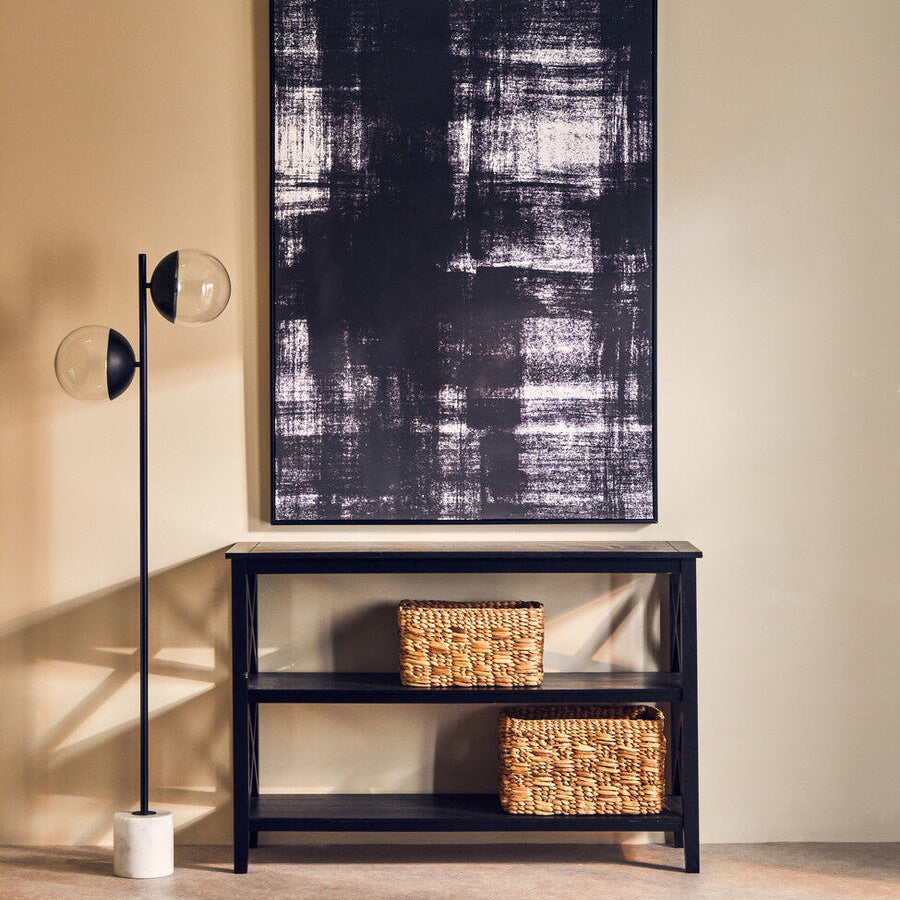 Revive Two Light Black Floor Lamp With Marble Base