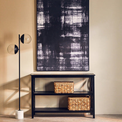 Revive Two Light Black Floor Lamp With Marble Base