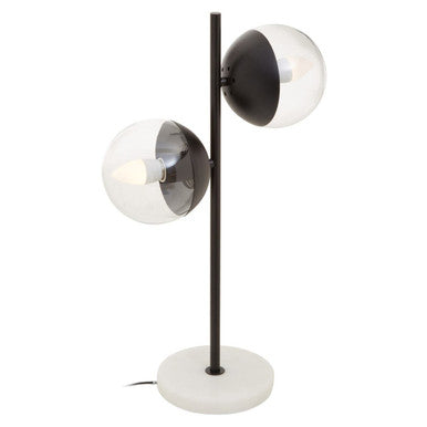 Revive Two Light Black Metal and Marble Table Lamp