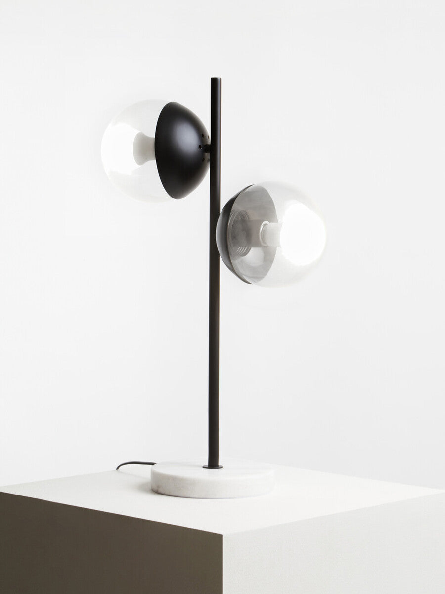 Revive Two Light Black Metal and Marble Table Lamp