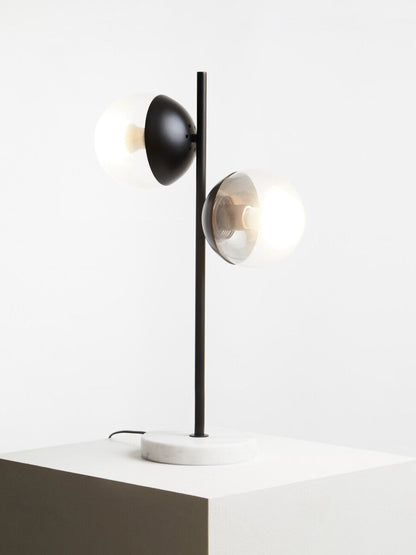 Revive Two Light Black Metal and Marble Table Lamp
