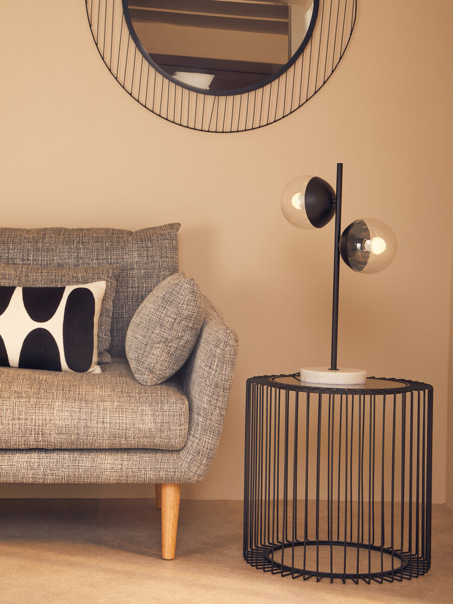 Revive Two Light Black Metal and Marble Table Lamp