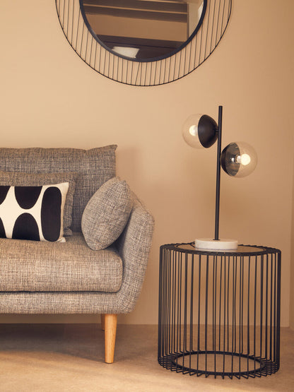 Revive Two Light Black Metal and Marble Table Lamp