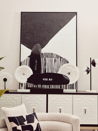 Revive Two Light Black Metal and Marble Table Lamp