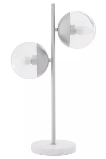 Revive Two Light Chrome and White Marble Table Lamp