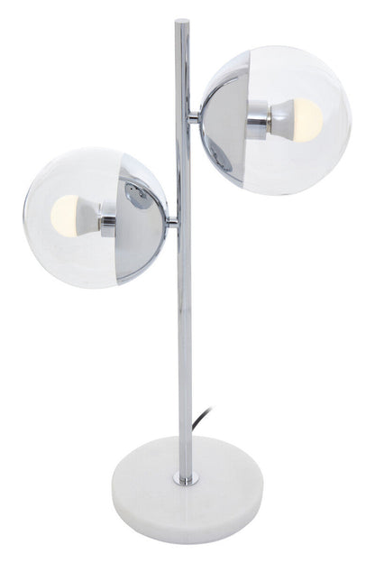 Revive Two Light Chrome and White Marble Table Lamp