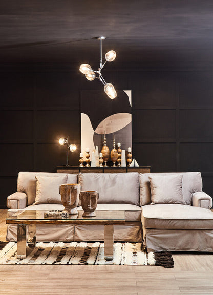 Revive Two Light Chrome and White Marble Table Lamp