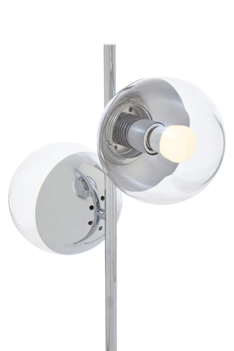 Revive Two Light Chrome and White Marble Table Lamp